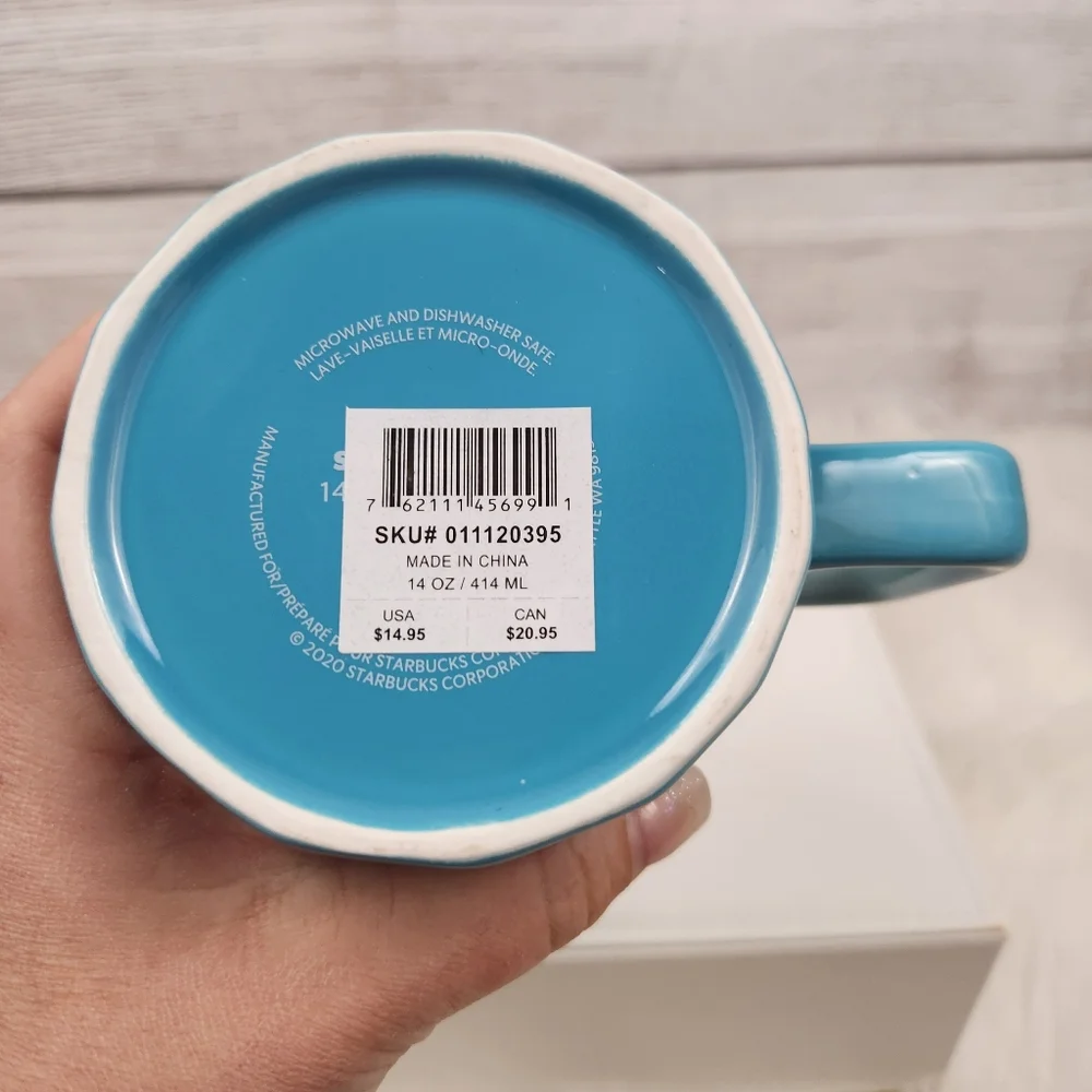 Starbucks Blue Ombre Twist Ribbed Ceramic Mug 14oz